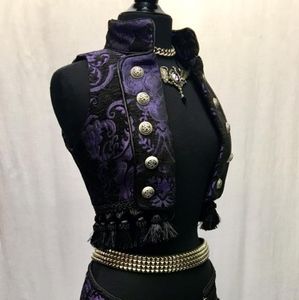 Shrine hollywood purple black toreador vest gothic punk brocade tapestry